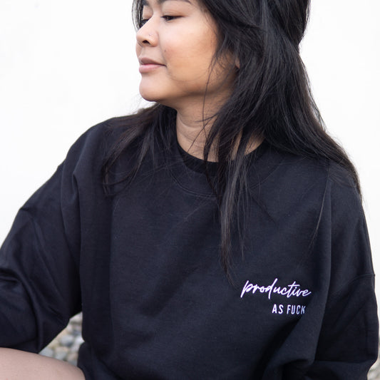 Productive as Fuck Embroidered Unisex Crewneck Sweatshirt