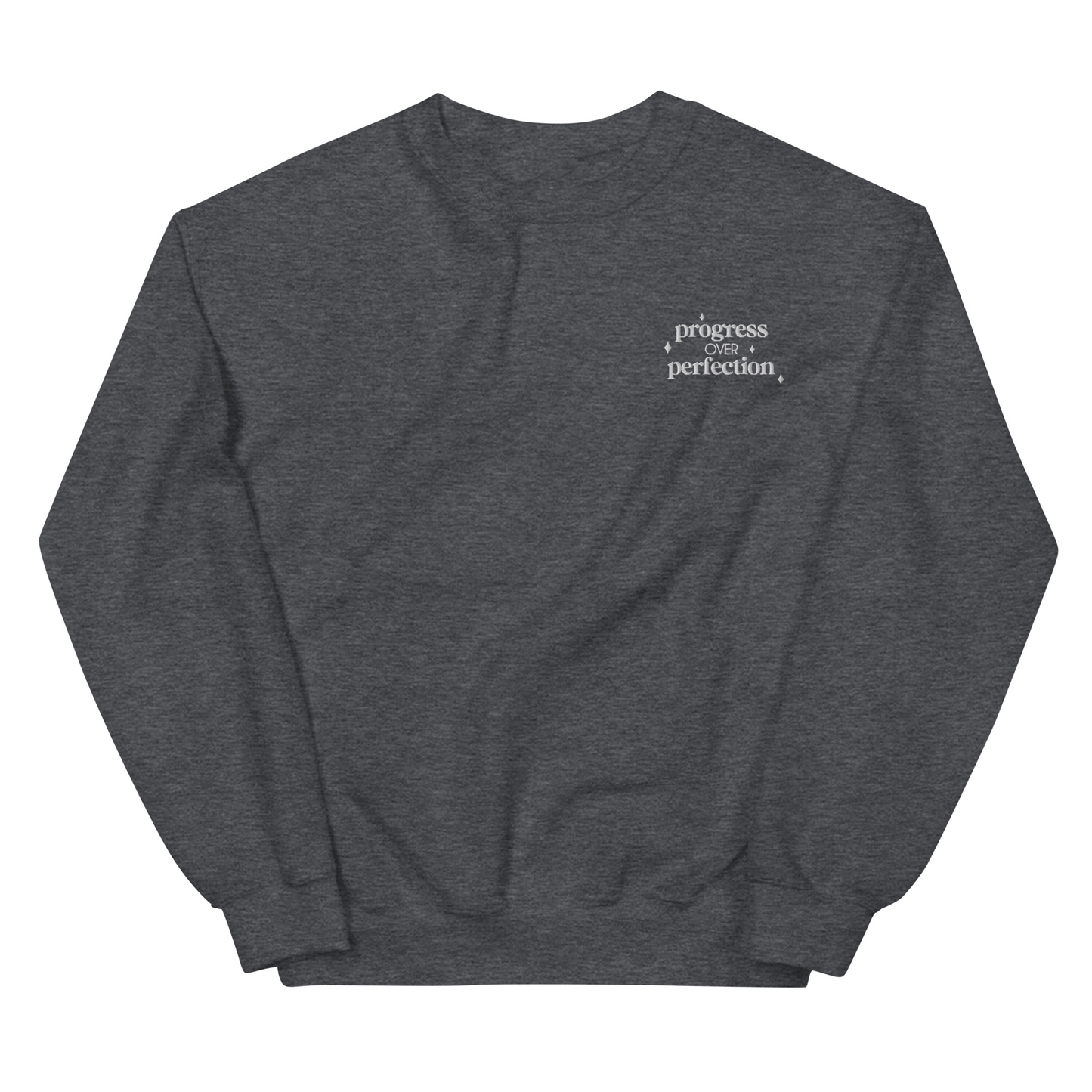 Progress over Perfection Embroidered Unisex Crewneck Sweatshirt