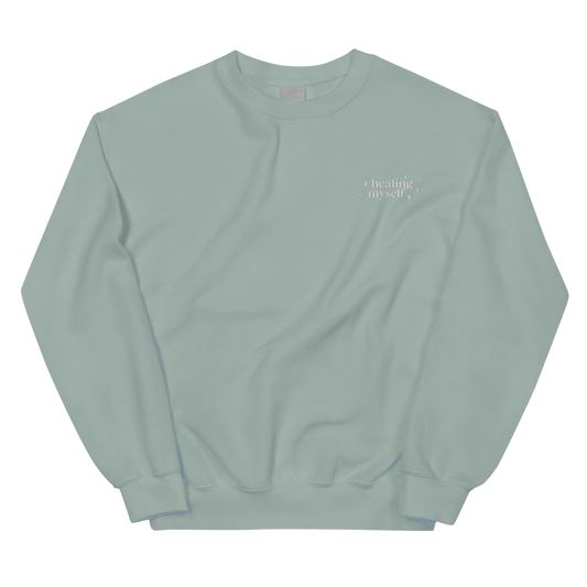Healing Myself Embroidered Crewneck Sweatshirt