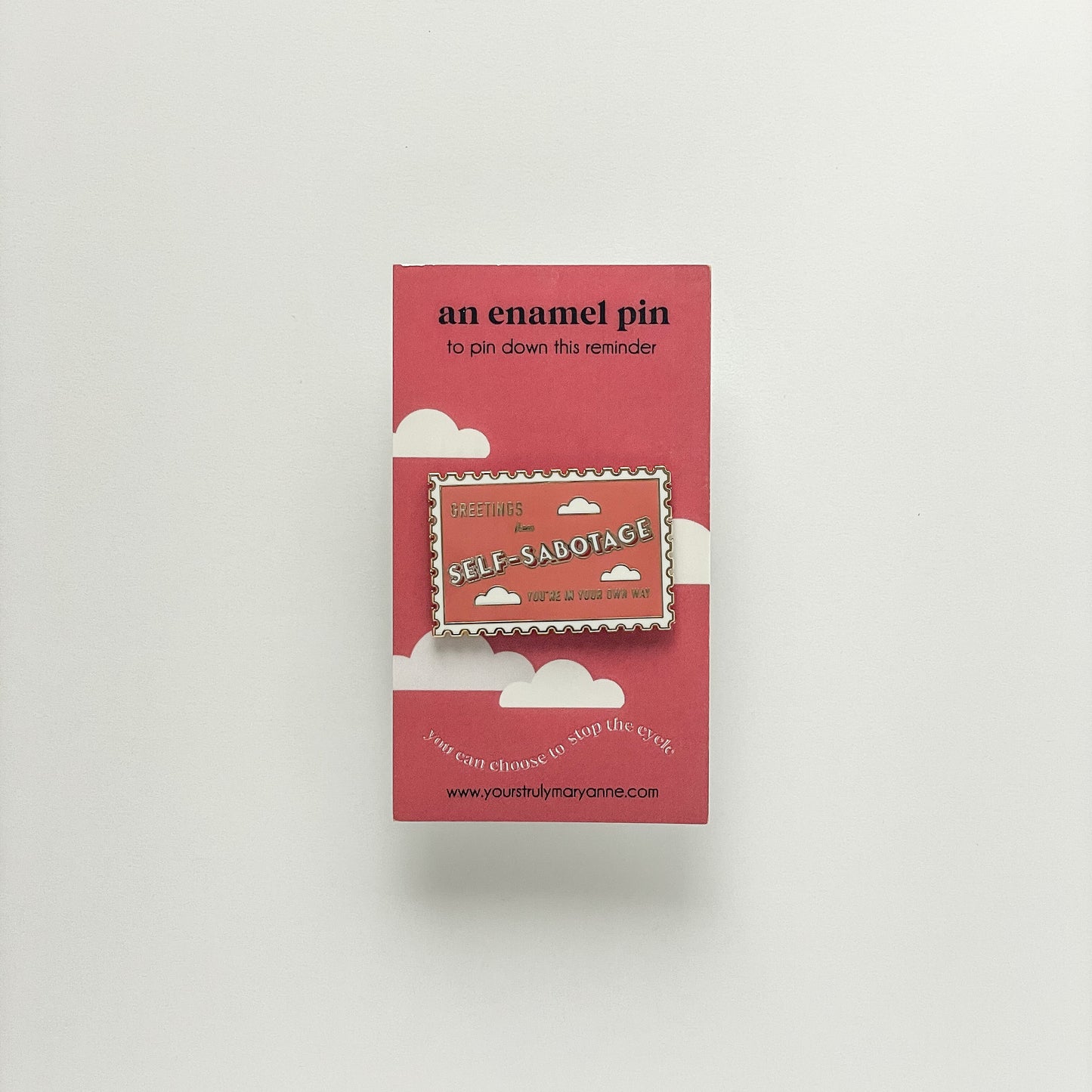 Self-Sabotage Stamp Enamel Pin