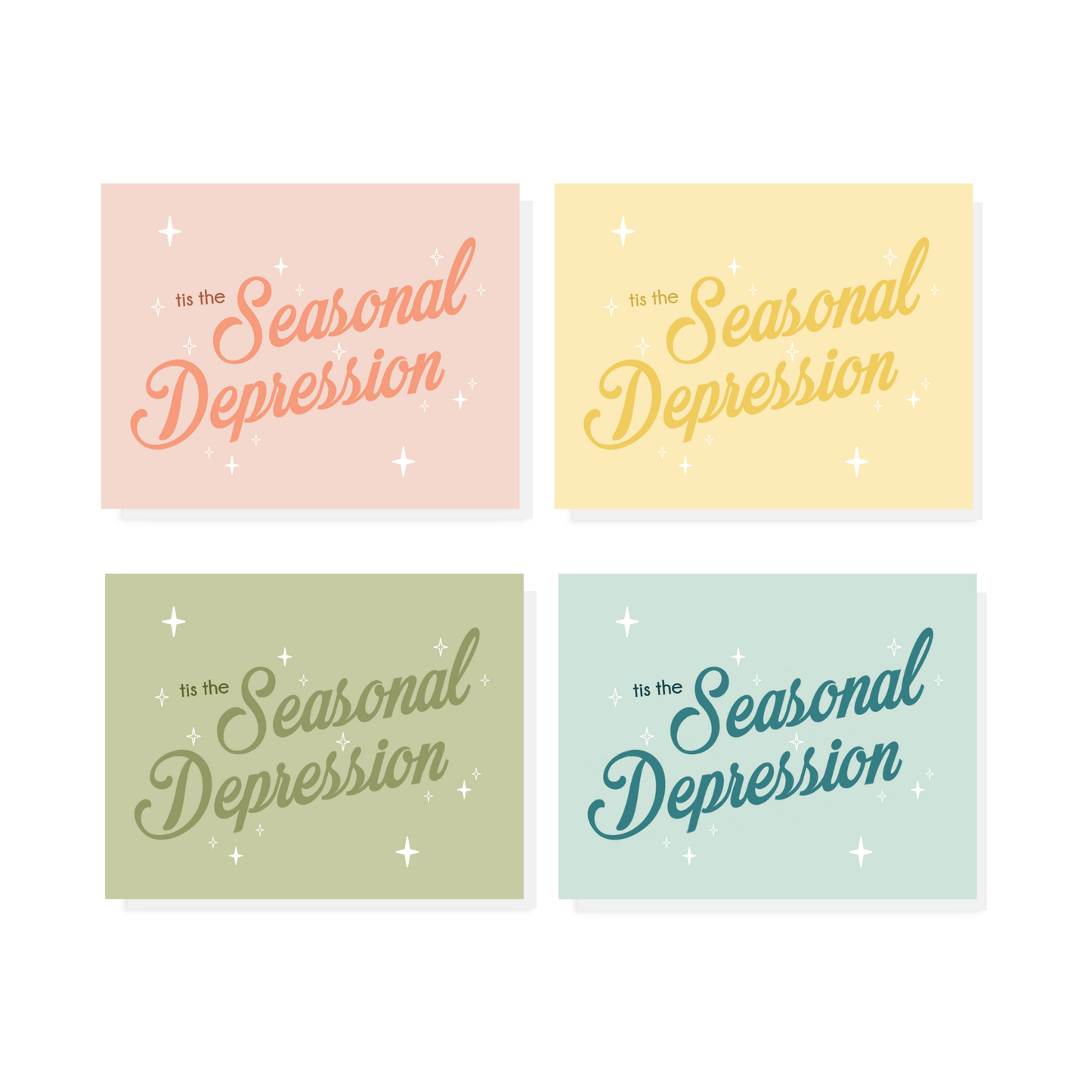 Tis the Seasonal Depression Greeting Card Set of 4